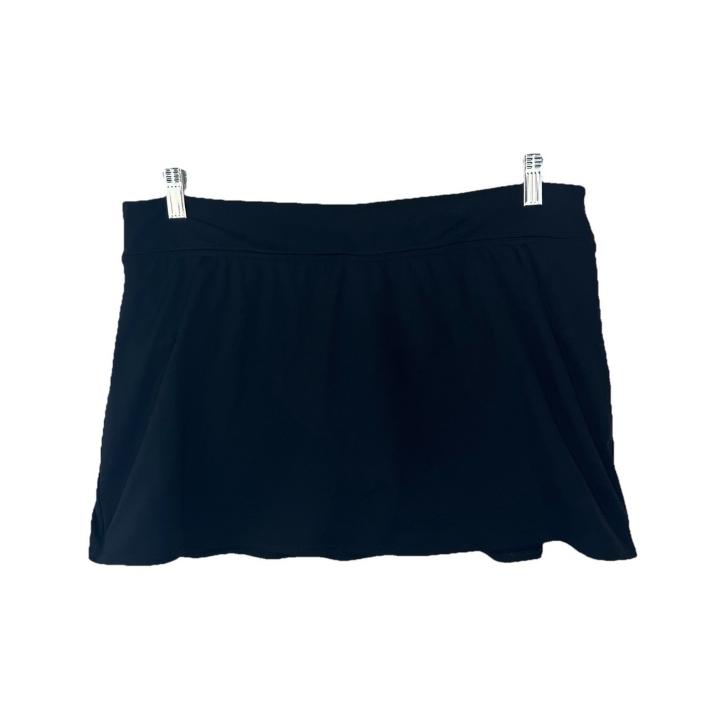 LANDS END Black Swim Skirt Swimsuit Bottom Stretch Slimming Compression Size 14